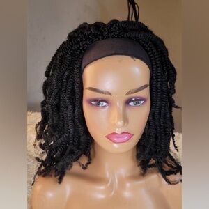 Black Curly Headband Wig
